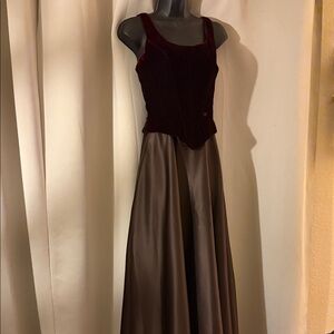 Elegant Burgundy and Brown Gown